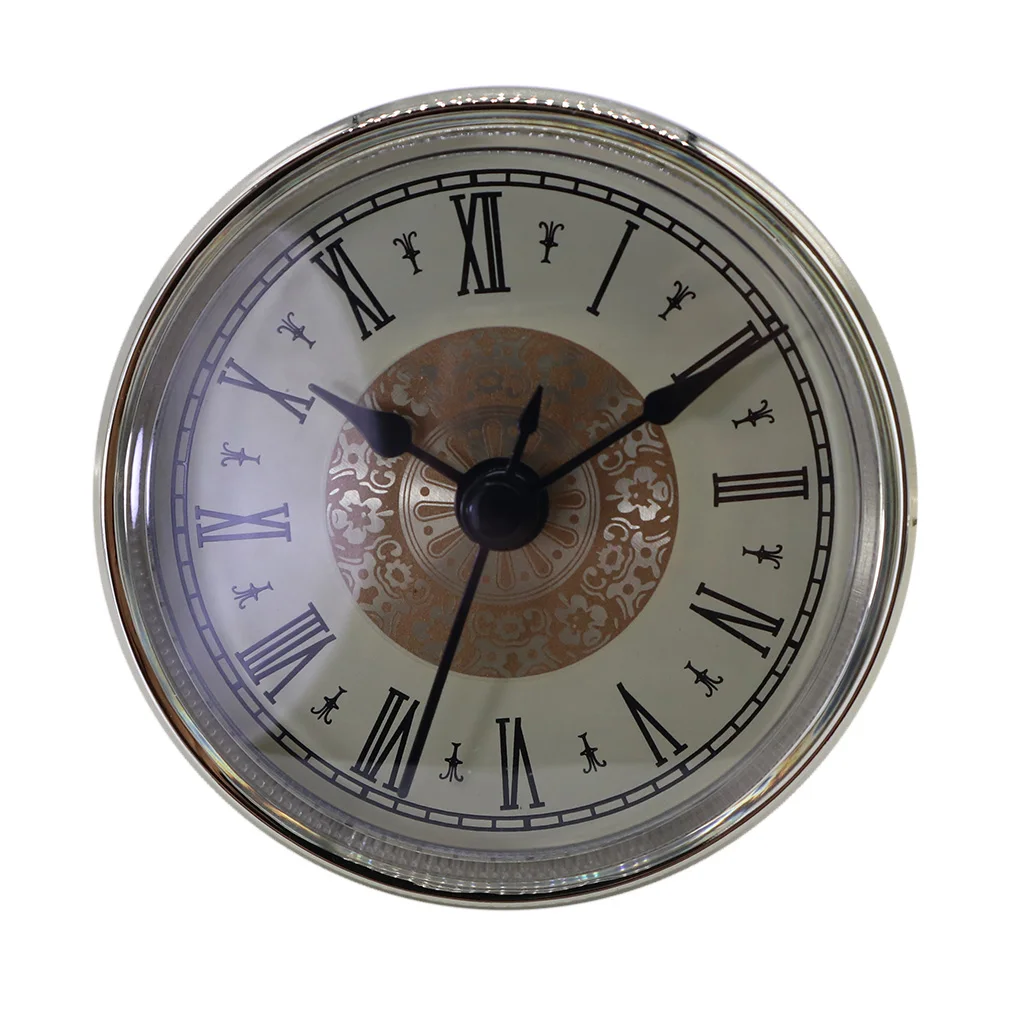 Clock Insert Quartz Movement Round 2.76 Inch (70 mm) Miniature Clock Fit Up White Face Silver color Tone Bezel Roman Numerals
Clock Insert Quartz Movement Round 2.76 Inch (70 mm) Miniature Clock Fit Up White Face Silver color Tone Bezel Roman Numerals