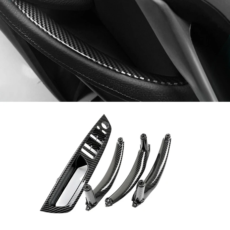 

only LHD For BMW X5 X6 E70 E71 E72 4pcs Carbon Texture Car Interior Door Handle Pull Window Control Panel Replacement Cover