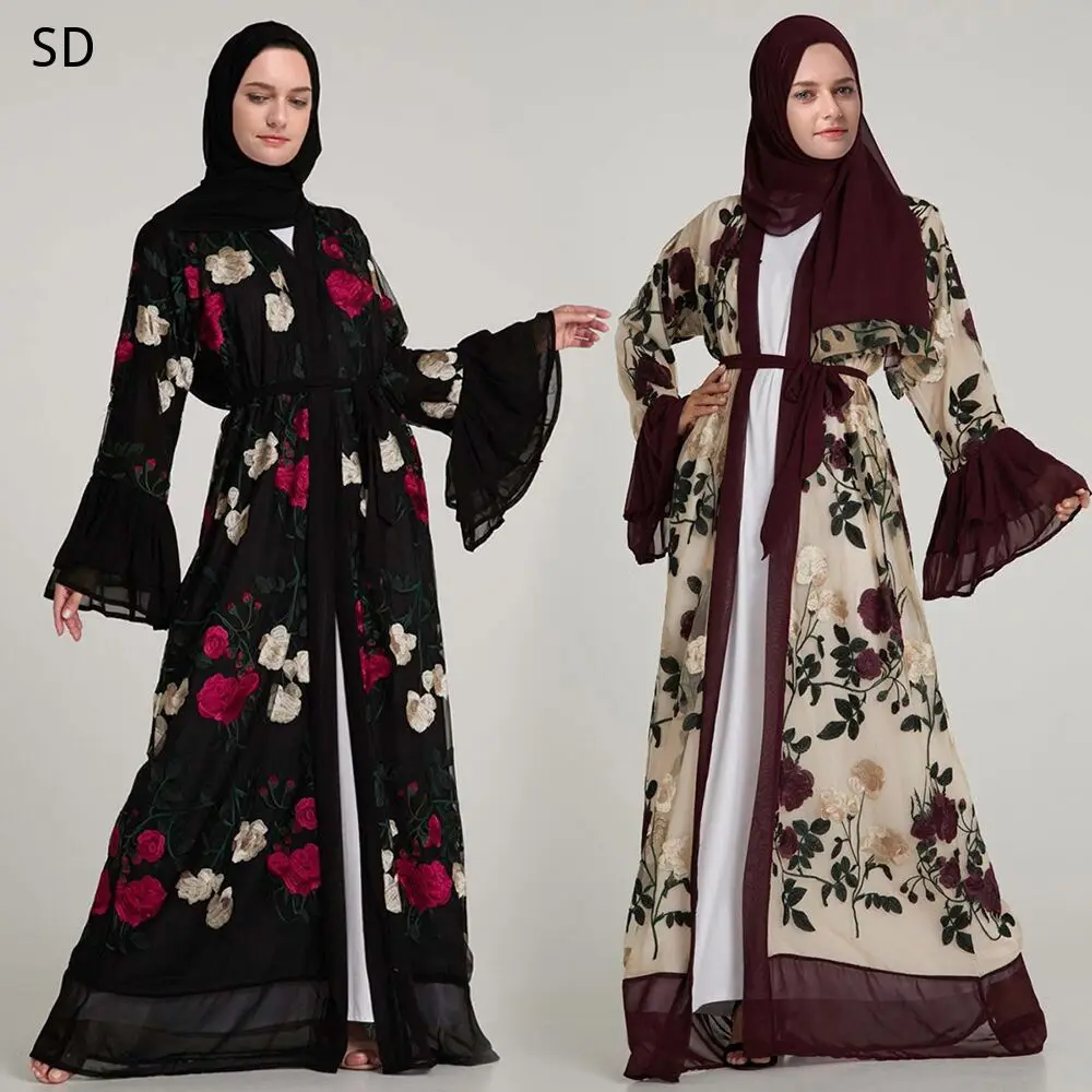 Flare Sleeve Embroidered Open Abaya Muslim Robes Syari Tunics Jubah Ramadan Prayer Aba
Flare Sleeve Embroidered Open Abaya Muslim Robes Syari Tunics Jubah Ramadan Prayer Aba
