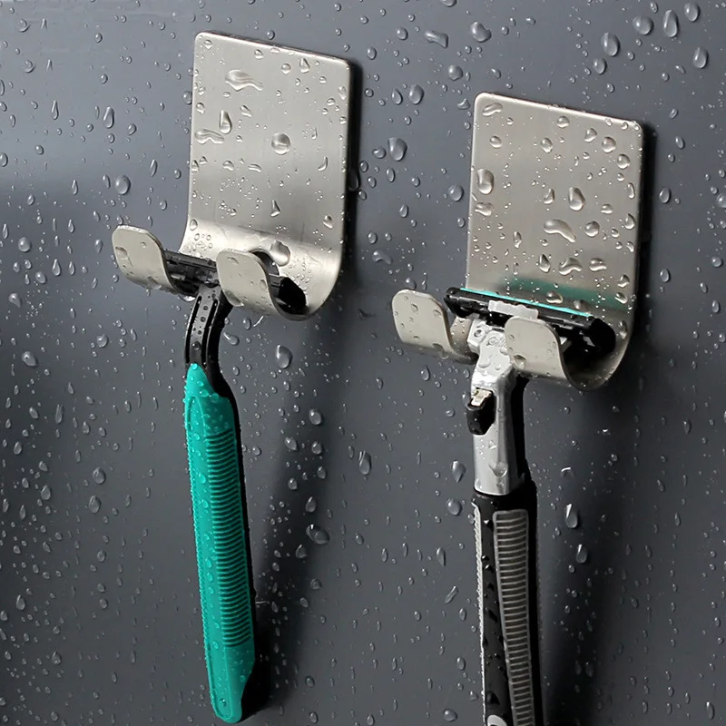 

1/2Pcs Stainless Steel Punch Free Razor Holder Wall Storage Hook Men Shaving Shaver Shelf Bathroom Razor Rack Kitchen Accessory