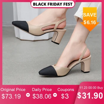 Meotina Women Slingbacks Shoes High Heels Natural Genuine Leather Thick High Heel Shoes Cow Leather Mixed Colors Pumps Ladies 43
Meotina Women Slingbacks Shoes High Heels Natural Genuine Leather Thick High Heel Shoes Cow Leather Mixed Colors Pumps Ladies 43