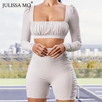 JULISSA MO 2 Piece Ruched Crop Tops Biker Shorts Set Women Sexy Summer Outfits 2020 Female Black Casual Sporty Fitness Tracksuit
JULISSA MO 2 Piece Ruched Crop Tops Biker Shorts Set Women Sexy Summer Outfits 2020 Female Black Casual Sporty Fitness Tracksuit