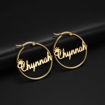 Cazador Custom Name Hoop Earrings Personalized Gold Color Stainless Steel For Earrings Women Letter Nameplate Circle Jewelry
Cazador Custom Name Hoop Earrings Personalized Gold Color Stainless Steel For Earrings Women Letter Nameplate Circle Jewelry