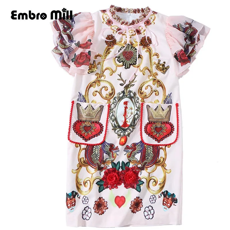 Spring and autumn The New Short dress Streetwear style printing Beading Rhinestone Ruffle Short sleeve Women's dress S-2XL
Spring and autumn The New Short dress Streetwear style printing Beading Rhinestone Ruffle Short sleeve Women's dress S-2XL