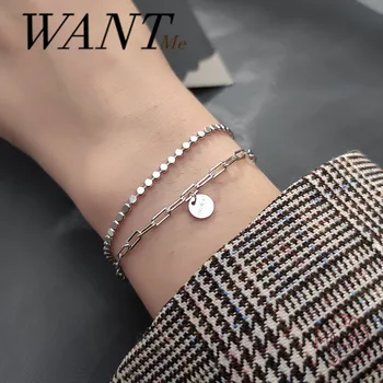 WANTME Punk Genuine 925 Sterling Silver Double Cuban Link Chain Disc Lucky Bracelet for Women Classic Charm Party Jewelry Gift 
WANTME Punk Genuine 925 Sterling Silver Double Cuban Link Chain Disc Lucky Bracelet for Women Classic Charm Party Jewelry Gift