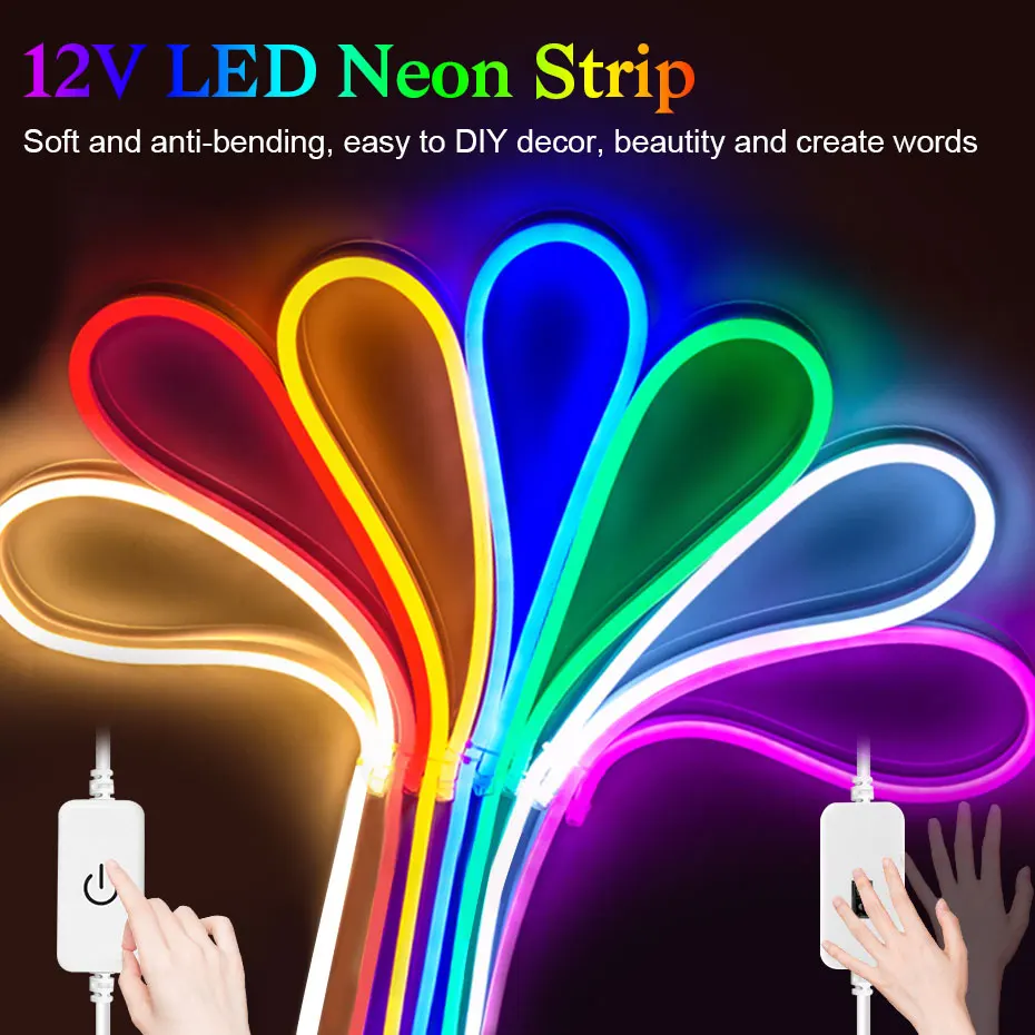 1M 2M 3M 4M 5M Cutable DIY Led Neon Light Strip 12V 2835 Waterproof 120LEDs/m Ribbon Tape Touch Dimmer / Hand Sweep Sensor | Лампы и