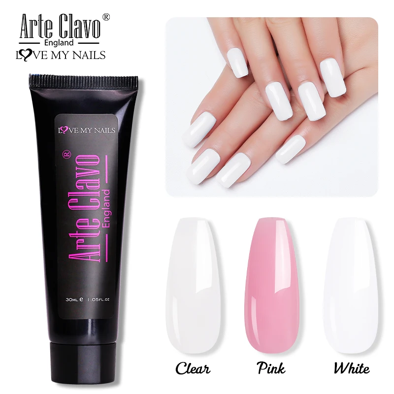 

Arte Clavo Quick Building For Nail 30ml Clear Pink White Nail Art UV LED Lamp Top Base Coat Extension Gel Nail Polish