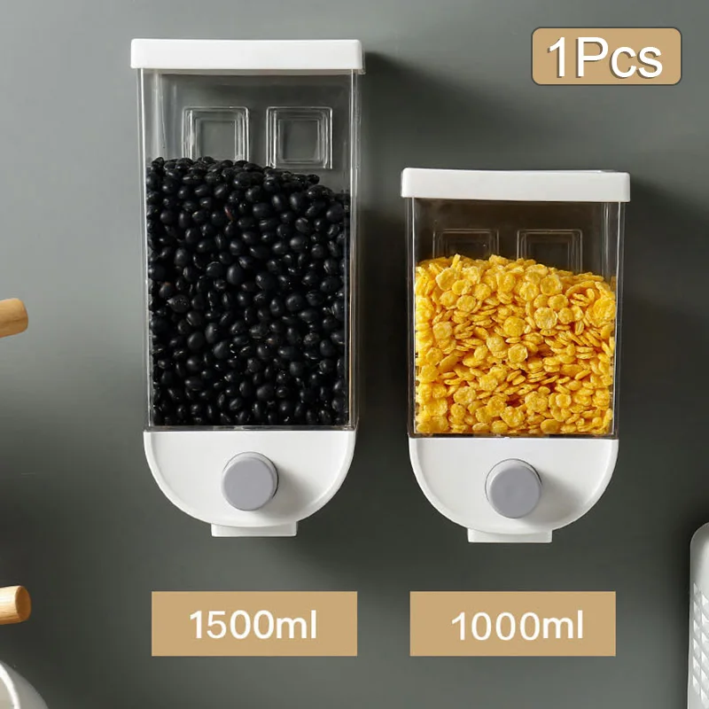 1.5L/1L Kitchen Dry Food Storage Box Wall Mounted Cereal Dispenser Easy Press Container Kitchen Plastic Grain Organizer Canister
1.5L/1L Kitchen Dry Food Storage Box Wall Mounted Cereal Dispenser Easy Press Container Kitchen Plastic Grain Organizer Canister