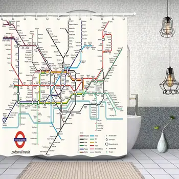 Map Decor, City Subway of London Rail Transit Polyester Fabric Waterproof Map Bath Curtain, Shower Curtain Hooks Included
Map Decor, City Subway of London Rail Transit Polyester Fabric Waterproof Map Bath Curtain, Shower Curtain Hooks Included
