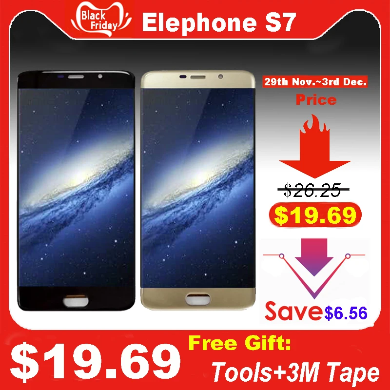 5 дюймов черный для Elephone S7 ЖК дисплей + кодирующий преобразователь сенсорного