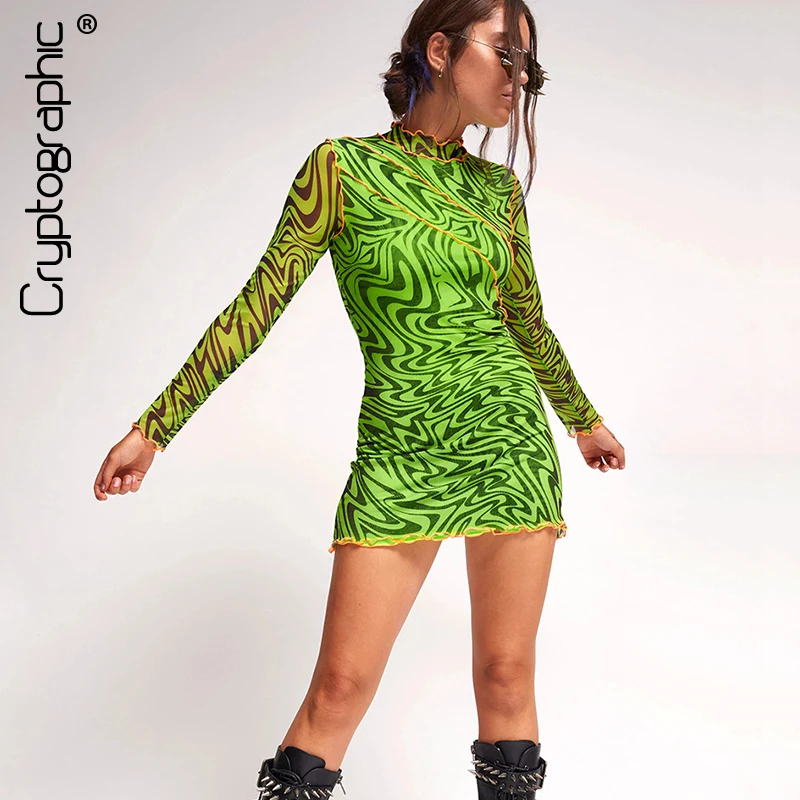 Cryptographic Tiger Print Green Sheer Mesh Mini Dresses Long Sleeve Turtleneck Party Clubwear Dress Slim New Fashion 2019
Cryptographic Tiger Print Green Sheer Mesh Mini Dresses Long Sleeve Turtleneck Party Clubwear Dress Slim New Fashion 2019