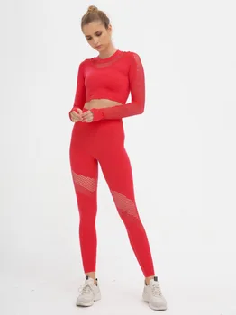 2 Piece Set Women Ribbed Seamless Long Sleeve Yoga Sets Workout Clothes for Women High Waist Sports Legging Long Sleeve Top 
2 Piece Set Women Ribbed Seamless Long Sleeve Yoga Sets Workout Clothes for Women High Waist Sports Legging Long Sleeve Top