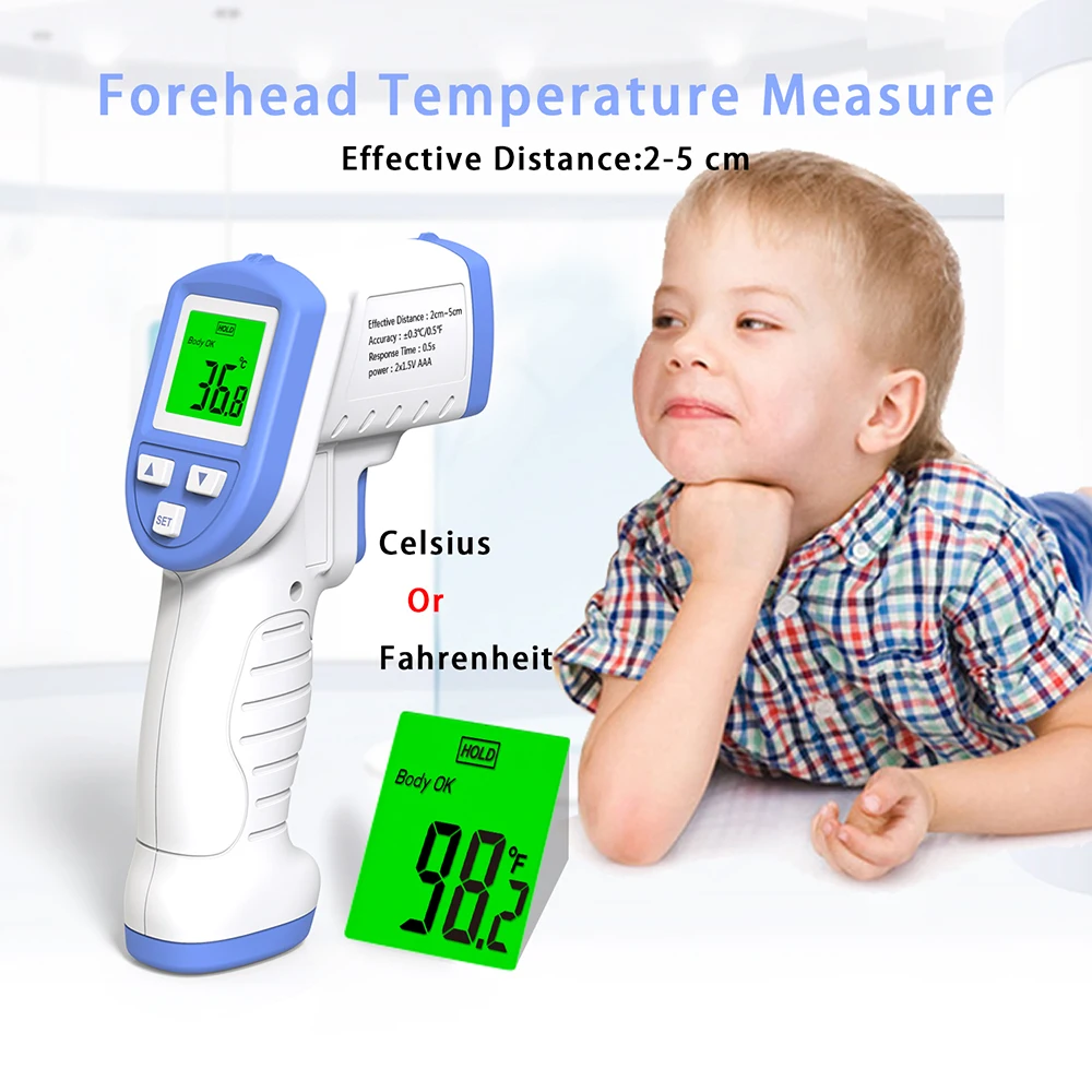 Digital Infrared Thermometer Forehead Non-contact Body Fever Alarm IR Termometro Portable Temperature Gun Meter for Baby Adult
Digital Infrared Thermometer Forehead Non-contact Body Fever Alarm IR Termometro Portable Temperature Gun Meter for Baby Adult
