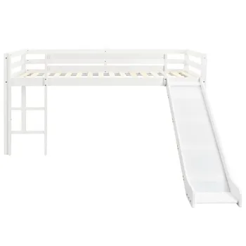 Wooden Bunk Beds with Slide, Twin Over Bunk Bed Frame with Ladder and Safety Rail for Boys, Girls, Kids and Young Teens (White)
Wooden Bunk Beds with Slide, Twin Over Bunk Bed Frame with Ladder and Safety Rail for Boys, Girls, Kids and Young Teens (White)