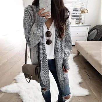 Plaid Open Stitch Woolen Coat Women Autumn Winter Fashion Warm Long Jacket Knitted Cardigan Long Sleeve Overcoat Female
Plaid Open Stitch Woolen Coat Women Autumn Winter Fashion Warm Long Jacket Knitted Cardigan Long Sleeve Overcoat Female