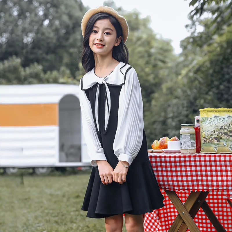 Autumn Long Sleeve Chiffon Dress for School Girl 10 12 14 years Black White Elegant Kids Dress High Quality Children Clothes
Autumn Long Sleeve Chiffon Dress for School Girl 10 12 14 years Black White Elegant Kids Dress High Quality Children Clothes