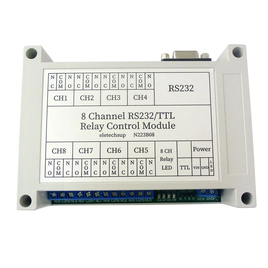 

2 IN 1 RS232/TTL232 12VDC 8ch PC UART Relay DB9 Serial Port Switch for PLC Camera Industrial Control System