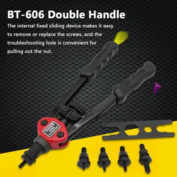 BT-606 Auto Rivet Tool Kit Blind Rivet Nut Gun Heavy Double Handle Inser Nut Tool Manual Mandrels M3 - M8 Household Repair Tools
BT-606 Auto Rivet Tool Kit Blind Rivet Nut Gun Heavy Double Handle Inser Nut Tool Manual Mandrels M3 - M8 Household Repair Tools