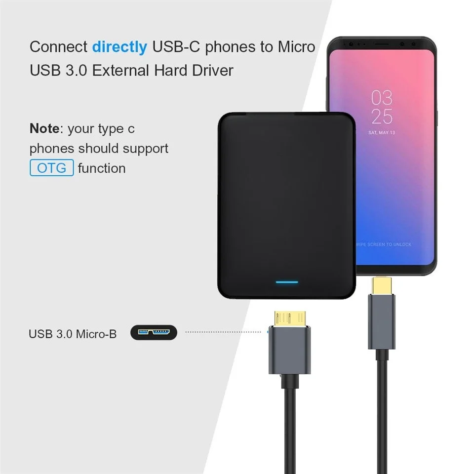 Кабель USB C Micro B кабель 3 0 передачи данных штырь чехол для жесткого диска Samsung Seagate