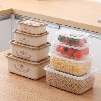 4PCs Transparent Keep Fresh Storage Box Plastic Refrigerator Storage Tool Kitchen Grains Cans Round and Square Fresh-keeping Box
4PCs Transparent Keep Fresh Storage Box Plastic Refrigerator Storage Tool Kitchen Grains Cans Round and Square Fresh-keeping Box