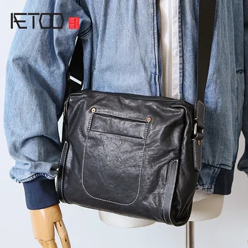 AETOO Men's leather trendy shoulder bag, first layer of leather retro men's bag, casual vegetable tanned leather messenger bag 
AETOO Men's leather trendy shoulder bag, first layer of leather retro men's bag, casual vegetable tanned leather messenger bag