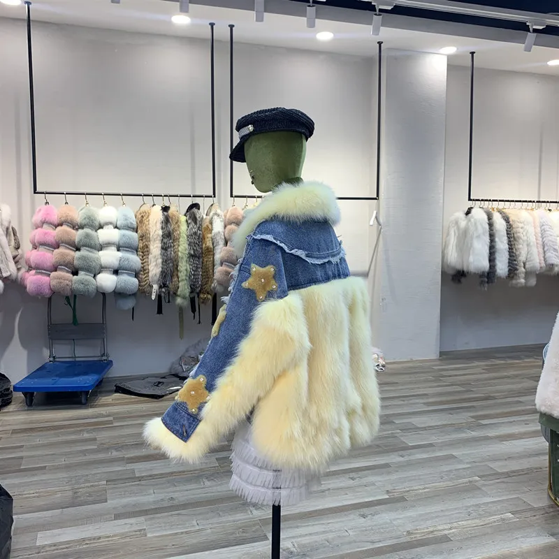 denim jacket with fur real fox fur star (5)