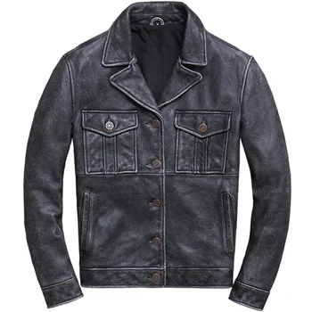 2020 Vintage Grey Men Casual Jacket Double Pockets Plus Size XXXL Genuine Cowhide Autumn Slim Fit Short Leather Coat
2020 Vintage Grey Men Casual Jacket Double Pockets Plus Size XXXL Genuine Cowhide Autumn Slim Fit Short Leather Coat