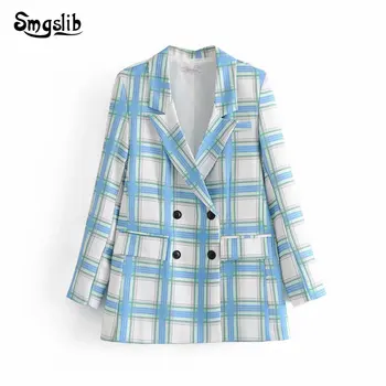 2019 blue Plaid Blazer Women Autumn england style Loose Suits Notched Collar Double Breasted Blazers Girls Casual Tops Set
2019 blue Plaid Blazer Women Autumn england style Loose Suits Notched Collar Double Breasted Blazers Girls Casual Tops Set