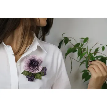 Rose Brooch Flower Pin Purple Needle Lace Handmade Made In Turkey 
Rose Brooch Flower Pin Purple Needle Lace Handmade Made In Turkey