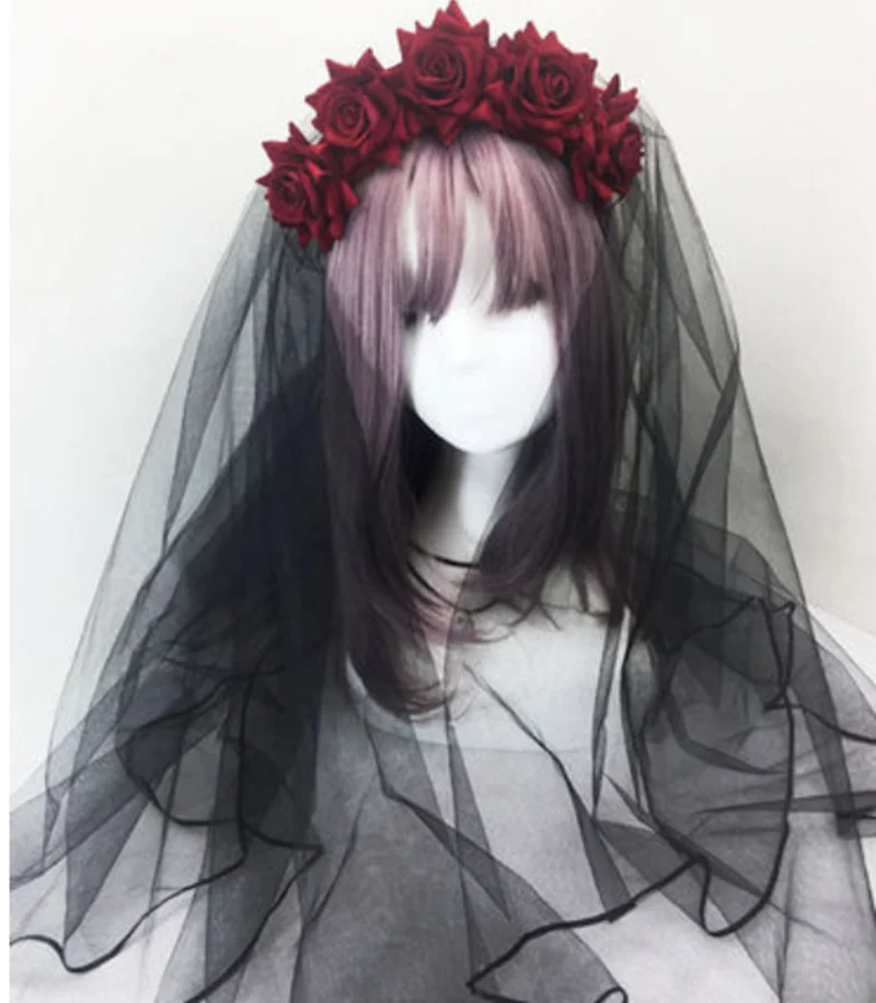 Dark Gothic Lolita Rose Black Veil Headband Halloween Vampire COS Headdress kawaii girl hair accessories gothic lolita hairpin
Dark Gothic Lolita Rose Black Veil Headband Halloween Vampire COS Headdress kawaii girl hair accessories gothic lolita hairpin