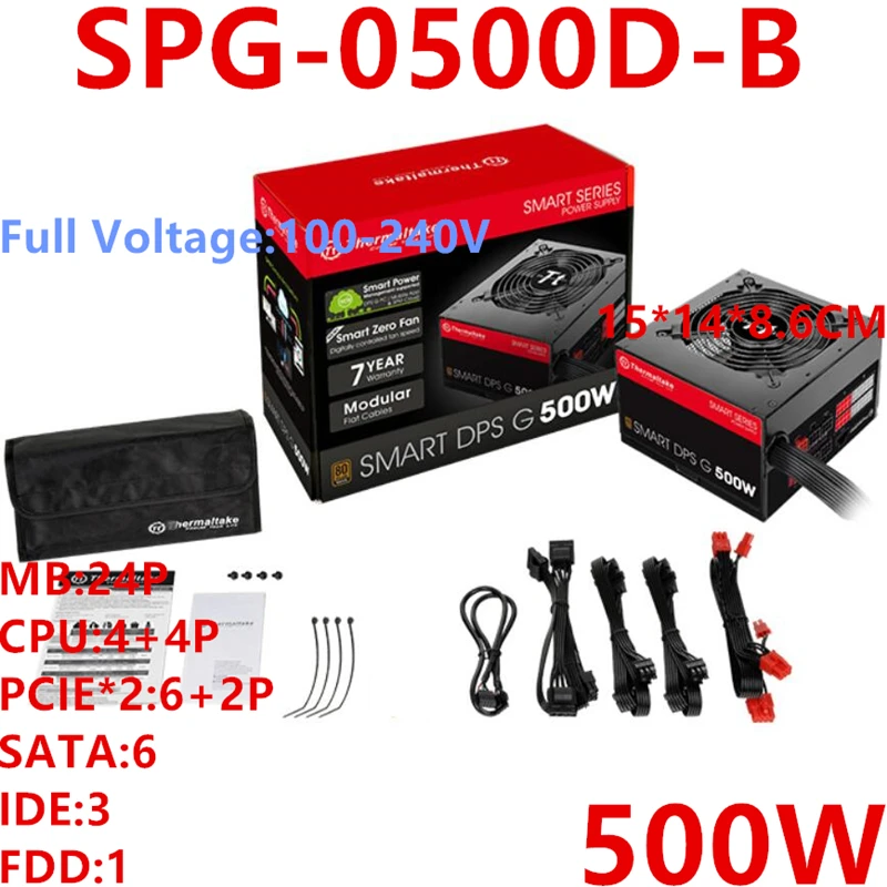 

New PSU For Thermaltake(Tt) Brand Smart DPS G 500W ATX 12V Half Module Game Power Supply 500W Power Supply SPG-0500D-B