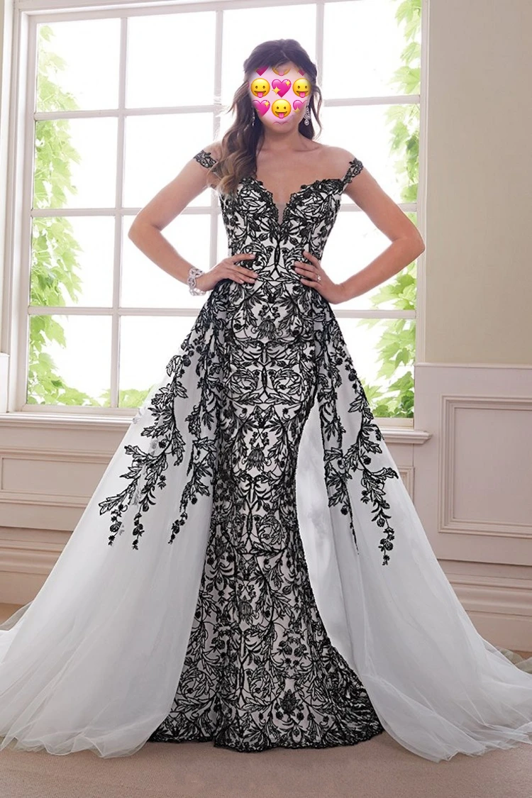 White and Black 2 in 1 Wedding Dresses with Detachable Train 2021 Lace Mermaid Bridal Dress Plus Size Marriage Customer Made
White and Black 2 in 1 Wedding Dresses with Detachable Train 2021 Lace Mermaid Bridal Dress Plus Size Marriage Customer Made