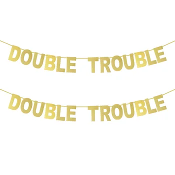 Lychee Life Baby Shower Banner Double Trouble Banner DIY Twins Bunting Gender Reveal Party Decoration
Lychee Life Baby Shower Banner Double Trouble Banner DIY Twins Bunting Gender Reveal Party Decoration