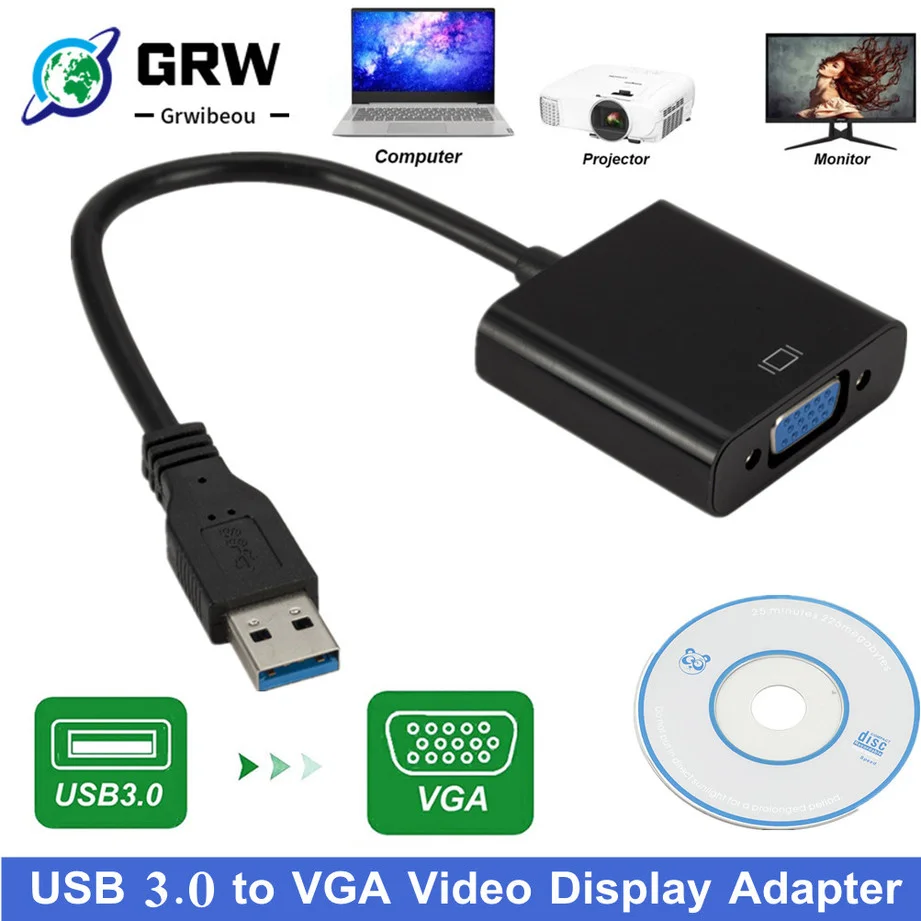 Адаптер для видеодисплея с USB 3 0 на VGA 1080P внешний конвертер несколькими дисплеями
