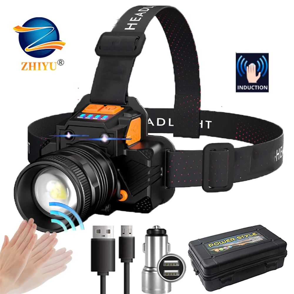 T6 Induction LED Headlight Rechargeable Flash Head Light Super Bright Torch Waterproof Camping Hunting | Лампы и освещение