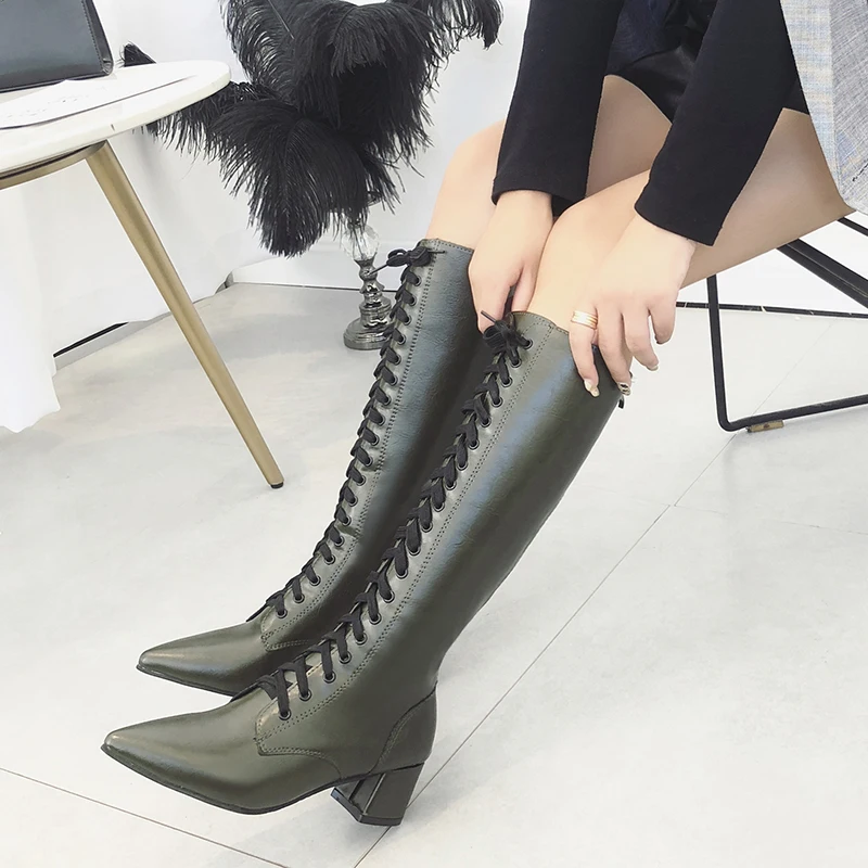 Sexy Knee high boots Women High heel Black Dark Green Pointed Toe Plush Woman Shoes Fashion Autumn Winter Boots 2019 New
Sexy Knee high boots Women High heel Black Dark Green Pointed Toe Plush Woman Shoes Fashion Autumn Winter Boots 2019 New