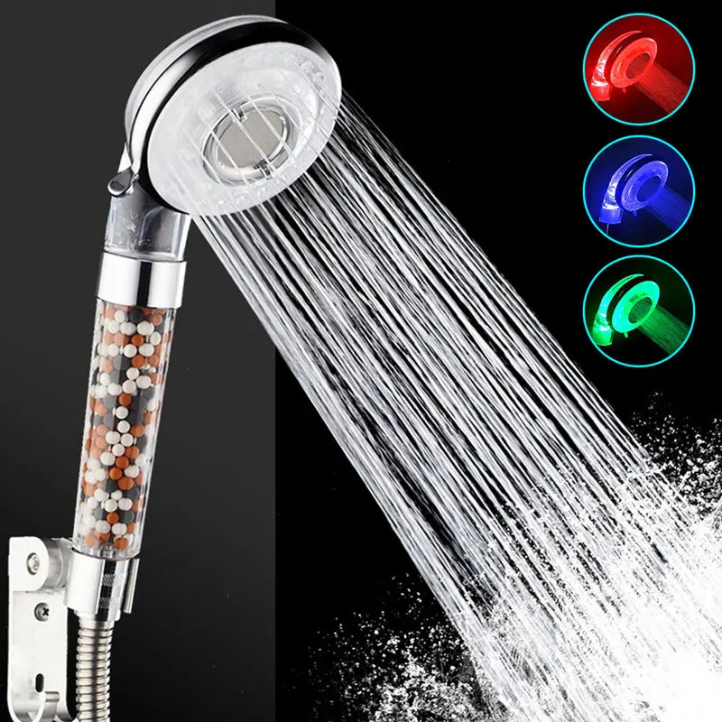 3 Color LED Light Shower Head Round Water Temperature Controlled Mineral Filter Show Heads Bathroom Replacement Parts
3 Color LED Light Shower Head Round Water Temperature Controlled Mineral Filter Show Heads Bathroom Replacement Parts