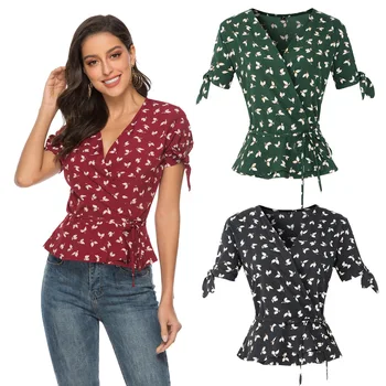 Summer Chiffon T-Shirt Women Casual Cute Sexy Low Cut V-Neck Printed Flower Vintage Short Sleeve Butterfly Tie Clothing S-XL
Summer Chiffon T-Shirt Women Casual Cute Sexy Low Cut V-Neck Printed Flower Vintage Short Sleeve Butterfly Tie Clothing S-XL