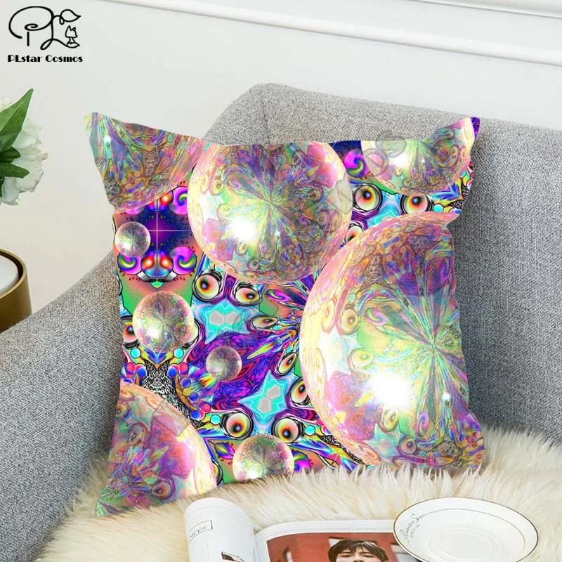 

Psychedelic Rainbow Pillow Case Cushion Cover Cushion Colorful Geometric Feather Polyester Decor Home Car Sofa Cushion Cover 007