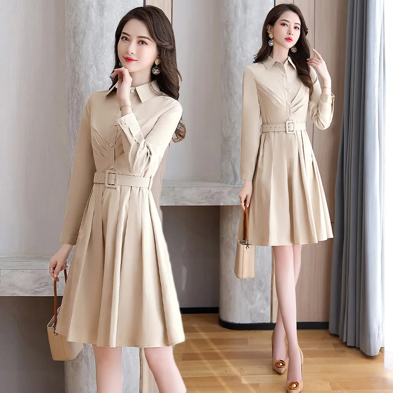Dress Women's 2020 Spring New Style Dress Fold-down Collar Long-sleeved Dress Slim Fit Slimming a Distribution WOMEN'S Dress
Dress Women's 2020 Spring New Style Dress Fold-down Collar Long-sleeved Dress Slim Fit Slimming a Distribution WOMEN'S Dress