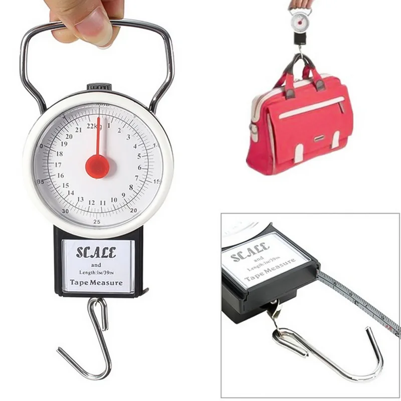 22kg Portable Mini Dial Luggage Scale Multifunction Hanging Scale With 1m Tape Measure Balance Fish Kitchen Hook Weighing Scales
22kg Portable Mini Dial Luggage Scale Multifunction Hanging Scale With 1m Tape Measure Balance Fish Kitchen Hook Weighing Scales