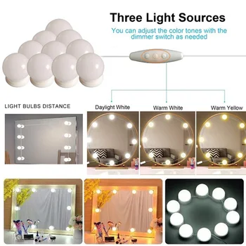 Professional 10Bulb LED Mirror Lights Mirror Lights Kit Glamour Hollywood Style Table Set Dressing Room 2A Makeup Light
Professional 10Bulb LED Mirror Lights Mirror Lights Kit Glamour Hollywood Style Table Set Dressing Room 2A Makeup Light