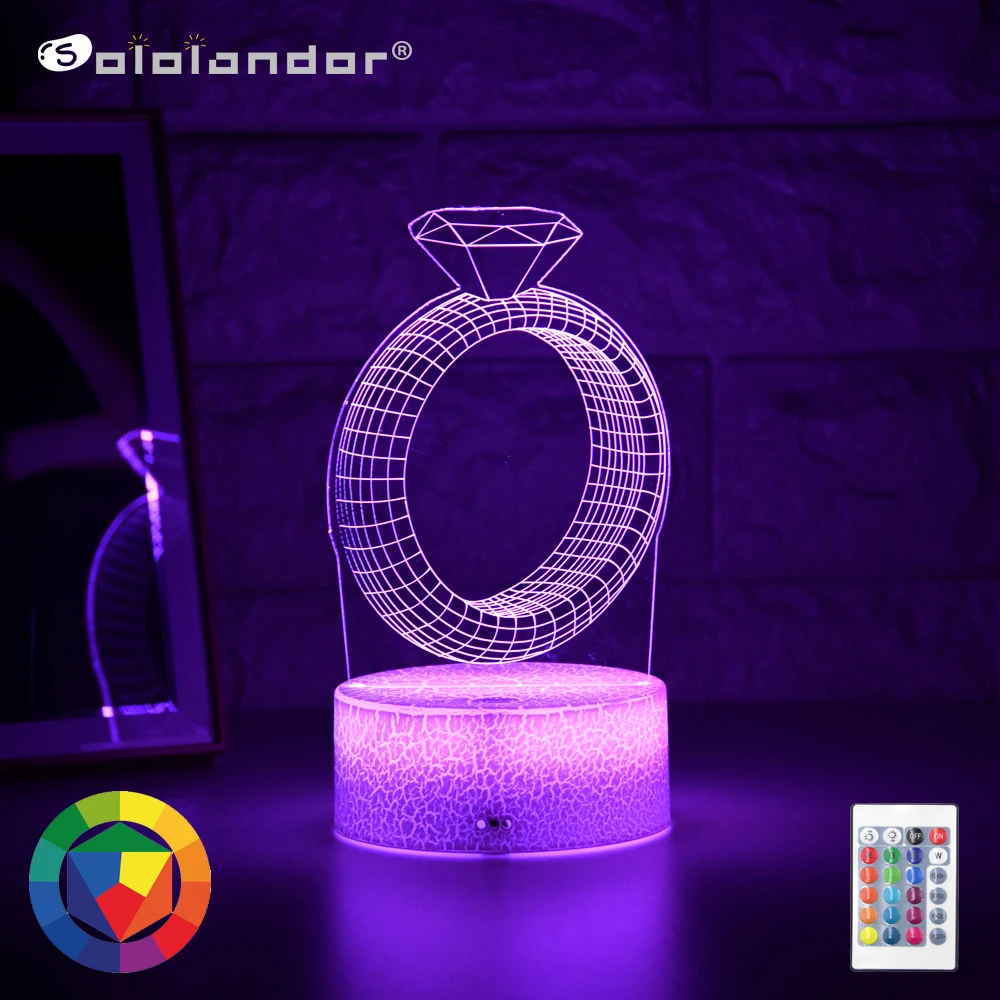 Newest Kid Light Night 3D LED Night Light Creative Table Bedside Lamp Romantic Diamond Ring light Kids Gril Home Decoration Gift
Newest Kid Light Night 3D LED Night Light Creative Table Bedside Lamp Romantic Diamond Ring light Kids Gril Home Decoration Gift
