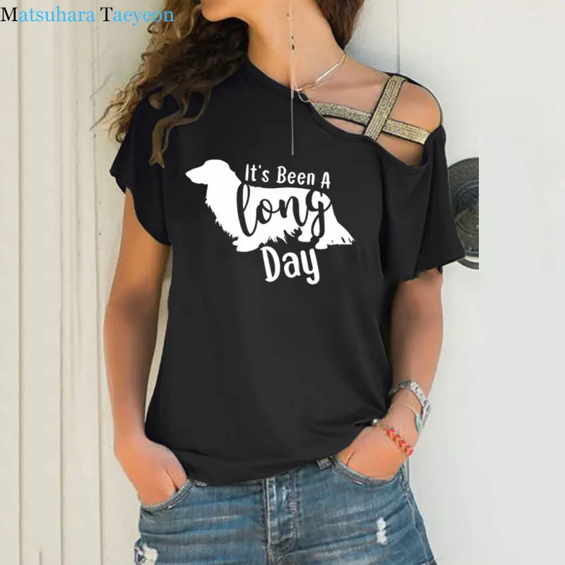 Female T-shirt dachshund tees Women T-Shirt Fashion dog graphic T Shirts Short Sleeve Harajuku Irregular Skew Cross Bandage
Female T-shirt dachshund tees Women T-Shirt Fashion dog graphic T Shirts Short Sleeve Harajuku Irregular Skew Cross Bandage