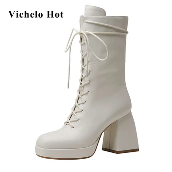 Vichelo Hot new limited customization high quality cow leather round toe super high heel catwalk elegant lady mid-calf boots L49
Vichelo Hot new limited customization high quality cow leather round toe super high heel catwalk elegant lady mid-calf boots L49