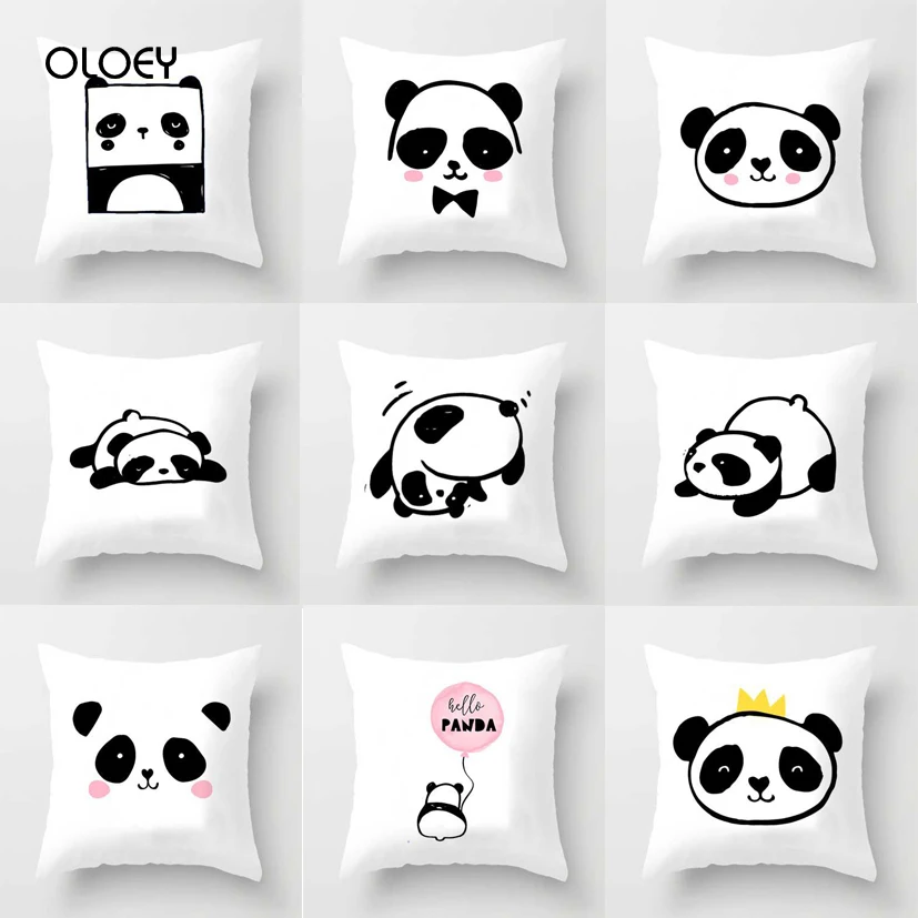 

Cute Pink Black Panda Cushion Home Hotel Bedside Car Safety Seat Decoration Decoration Panda Cushion Cover Soft and Comfortable.
