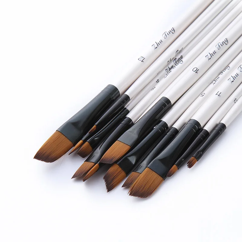 12 шт. нейлоновая деревянная ручка для рисования кисть набор обучения Diy масляная