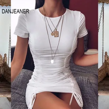 DANJEANER White Ruched Pleated Bodycon Dress Women Drawstring Short Sleeve Mini Party Dress Solid Basic Skinny Casual Dress
DANJEANER White Ruched Pleated Bodycon Dress Women Drawstring Short Sleeve Mini Party Dress Solid Basic Skinny Casual Dress