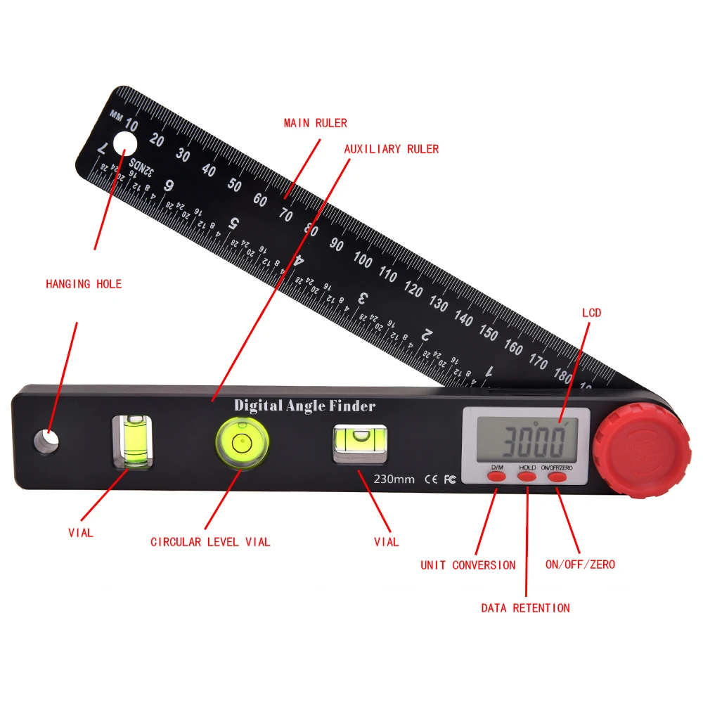 Generic 2 In 1 Digital Meter Angle Inclinometer Spirit Level Angle