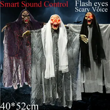 Creative Halloween Hanging Decoration Props Voice Control Horror Skeleton Skull Ghost Halloween Terrorist props Scary Voice Eyes
Creative Halloween Hanging Decoration Props Voice Control Horror Skeleton Skull Ghost Halloween Terrorist props Scary Voice Eyes